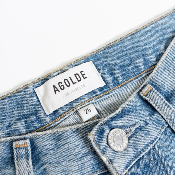 AGOLDE 90s High Waist Relaxed Boot Jeans Light Wash Wireless Blue NEW - Picture 6 of 14